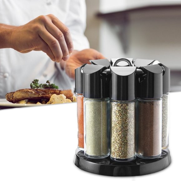 Rotating Spice Rack Carousel 8 Jars Storage - Picture 12 of 13